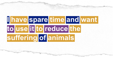 I have spare time and want to use it to reduce the suffering of animals